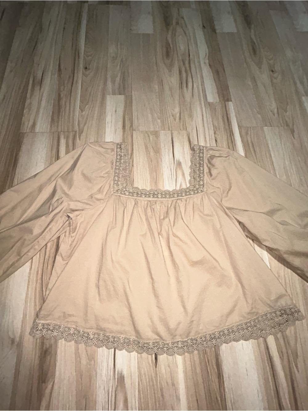 Old Navy Beige Square-Neck Embroidered Blouse